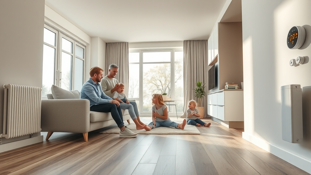 underfloor heating vs radiators modern living room comfort family thermostat