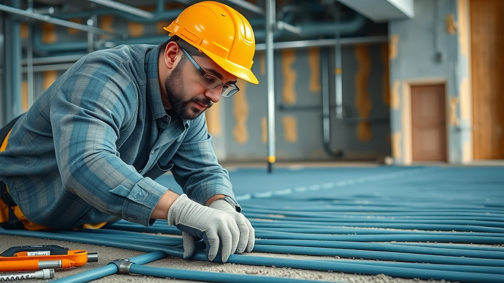 underfloor heating installation professional pipes insulation modern construction