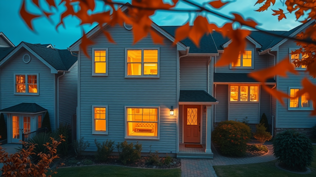 Home heating solution impact: heat escaping from a house in IR imagery, showing insulation quality