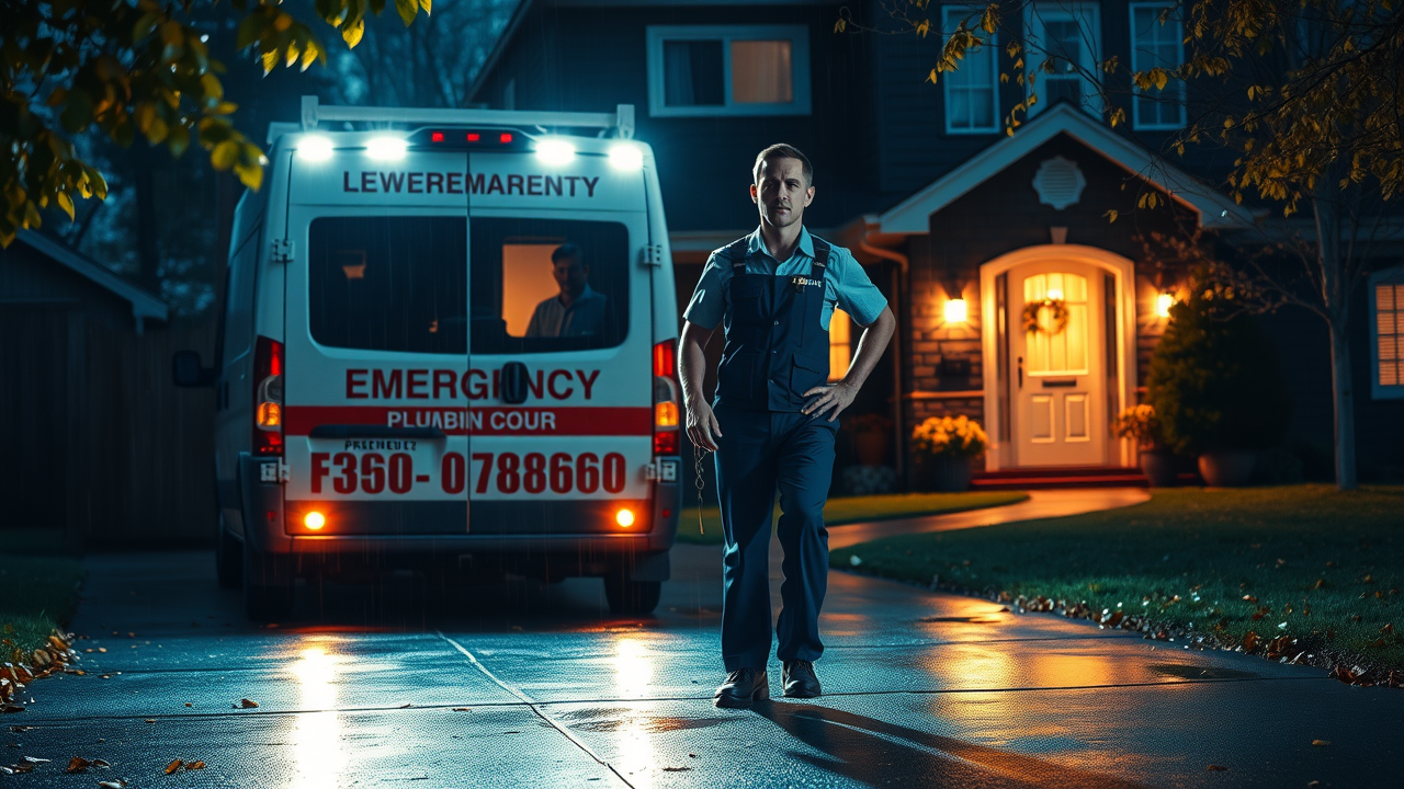 Edward Serrell Plumbing &amp; Heating Ltd plumber arrives at night for emergency home repair