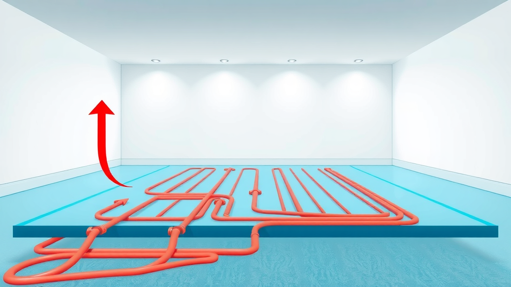 cutaway diagram underfloor heating system, pipes under the floor