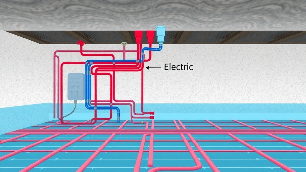 cross-section schematic of electric and wet underfloor heating systems – floor heating cost comparison
