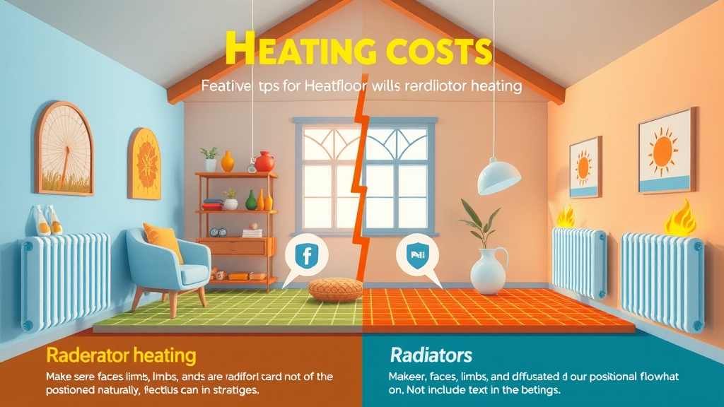 infographic breakdown comparing underfloor heating and radiators – heating system cost comparison