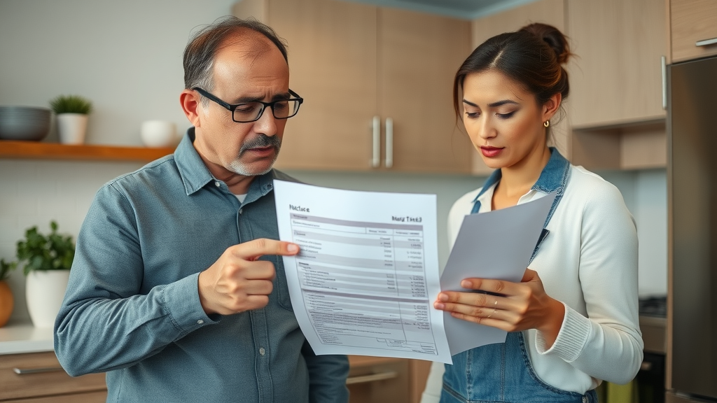 concerned homeowner reviewing unexpected charges in underfloor heating cost quote