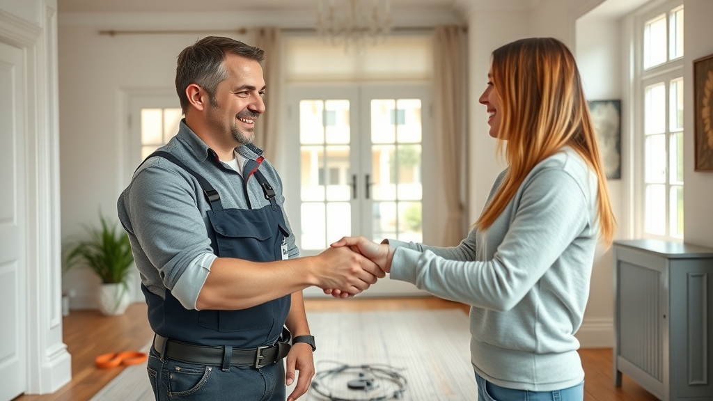 satisfied customer with completed underfloor heating installation – testimonial and success story