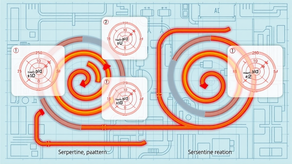 Comparing spiral and serpentine underfloor heating layouts with heat distribution patterns