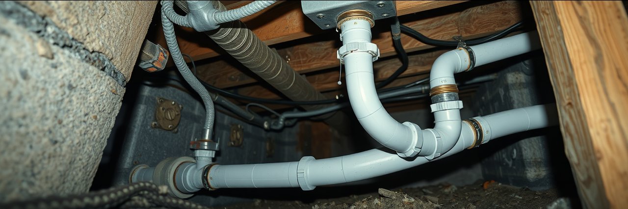 Crawlspace plumbing repair by customer recommended plumber with clean pipework.