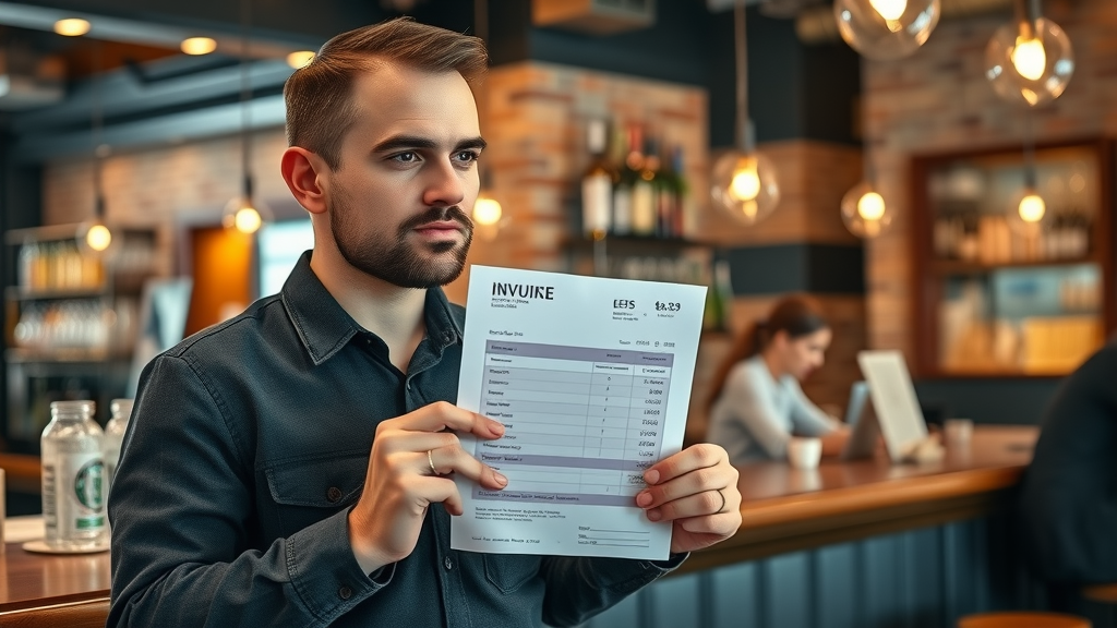 Customer recommended plumber explaining honest invoice to business owner