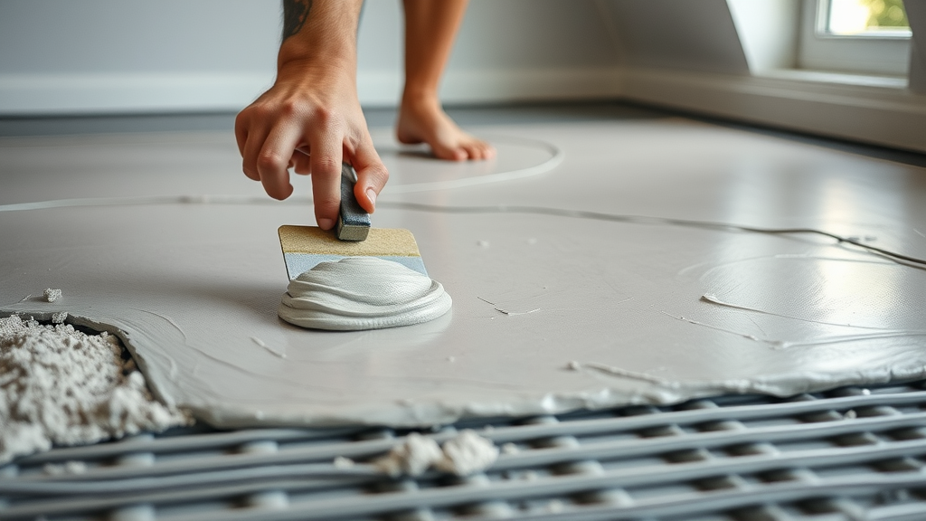 Application of levelling compound over electric underfloor heating cables for a smooth surface