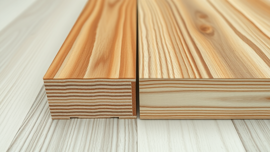 Cross-section comparison of engineered wood floor and solid wood floor with underfloor heating