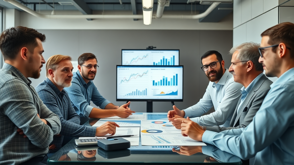 Forward-looking plumbing business team planning strategy in modern office illustrating plumbing industry trends