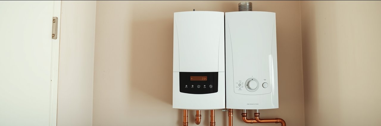 Modern boiler installation with visible pipes in Sheffield home - plumbing services sheffield