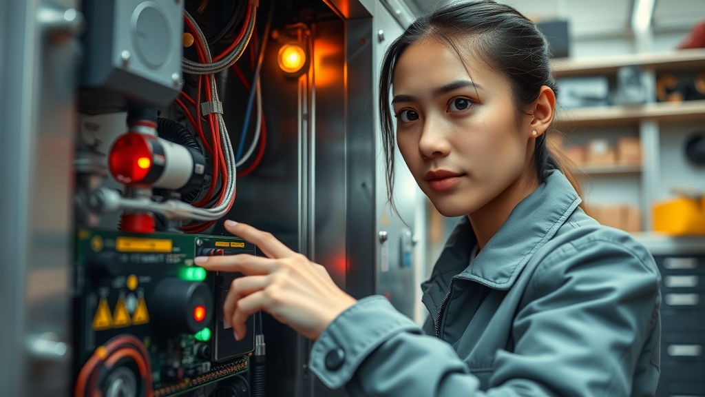 Skilled technician performing expert boiler repairs on modern system