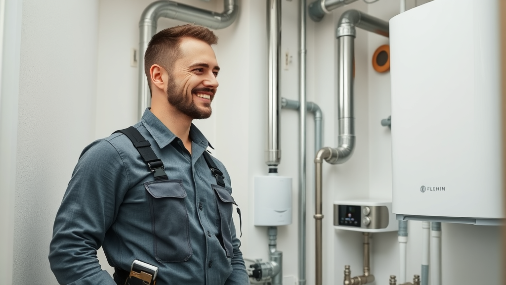 Trusted Chesterfield plumbing services fixing boiler in clean home environment