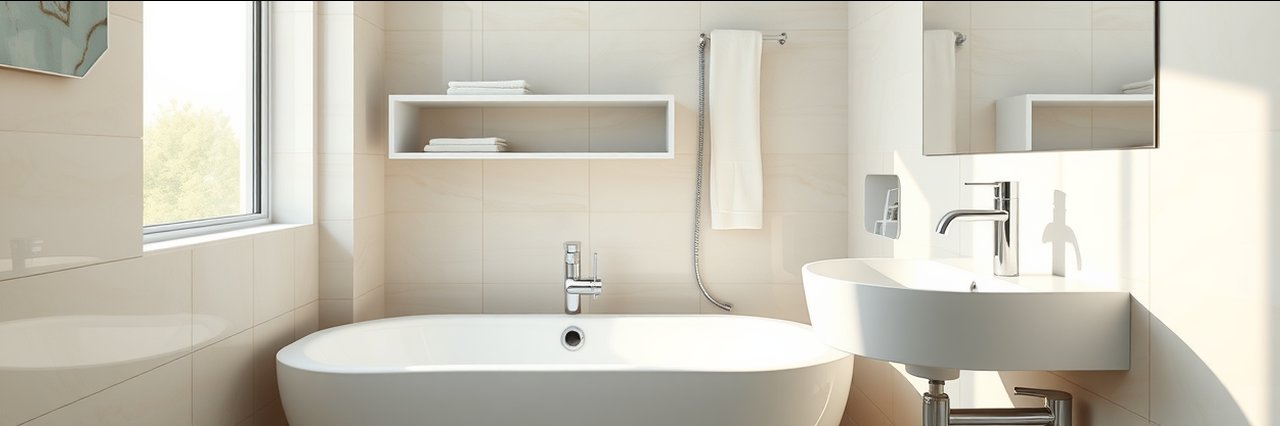 Modern bathroom with clean plumbing fixtures and plenty of natural sunlight.