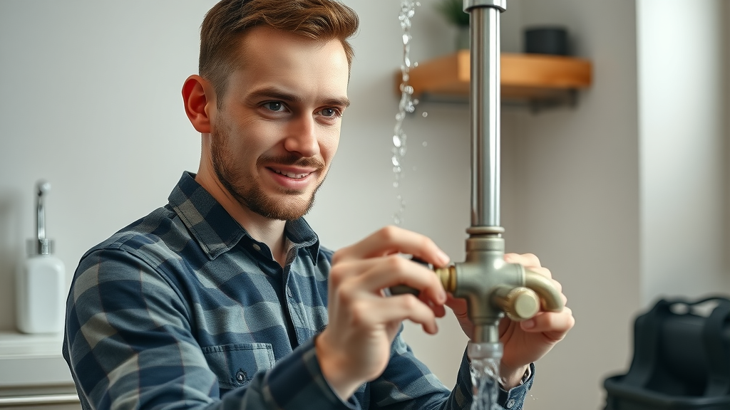 Professional emergency plumber from Edward Serrell Plumbing and Heating Ltd examining leaking kitchen pipe