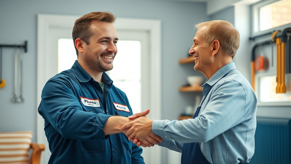 Experienced plumber providing quality plumbing service value with positive customer interaction