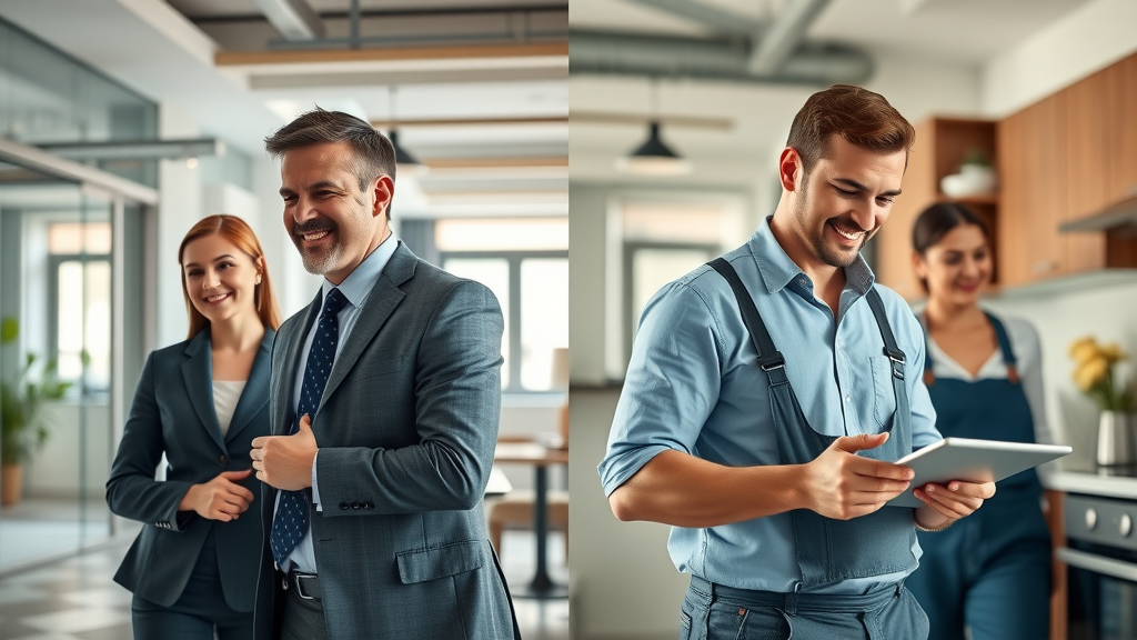 Interaction showing different customer needs in plumbing service value for residential and commercial clients