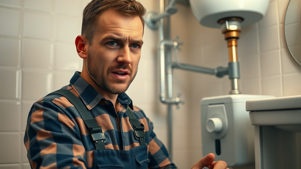 Plumber fixing water heater urgently, illustrating quick response in plumbing emergency management