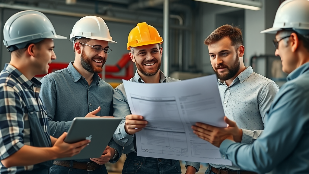 Collaborative plumbing team reviewing commercial contracts to strengthen plumbing emergency management